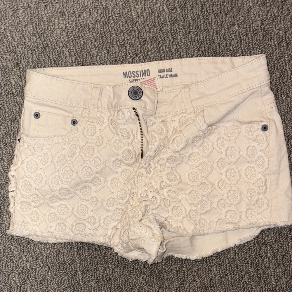 Mossimo Supply Co. Cream High Waist Crochet Shorts